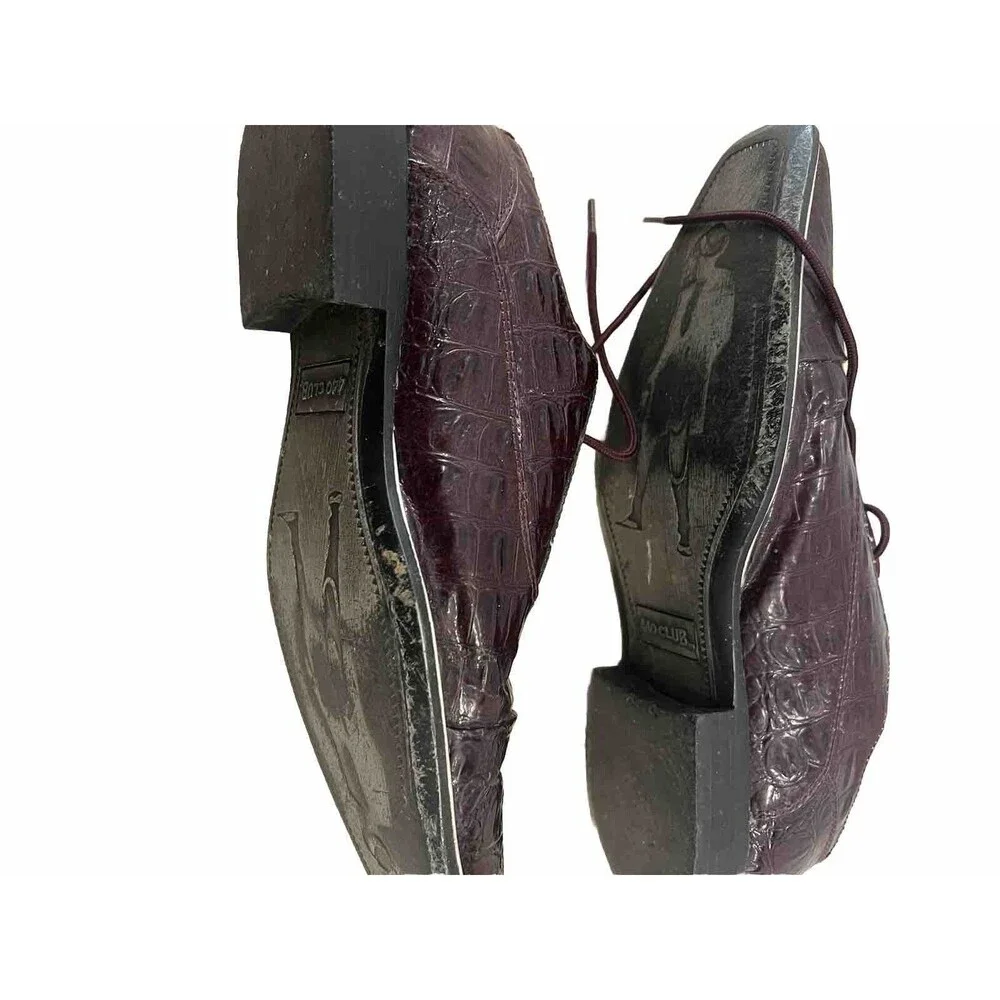 440 Club Mens Dress Shoes Size 8M Burgundy Faux Croc Lace Up Cap Toe
